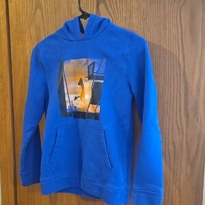 Boys Basketball Blue Hoodie with Graphic Print